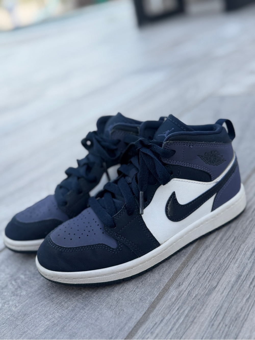 Kids Nike Air Jordan 1 mid sanded purple  obsidian shoes size 1.